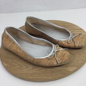 Donald J Pliner Womens Cork Cushioned Ballet Flats Slip on Leather Beige Size 8
